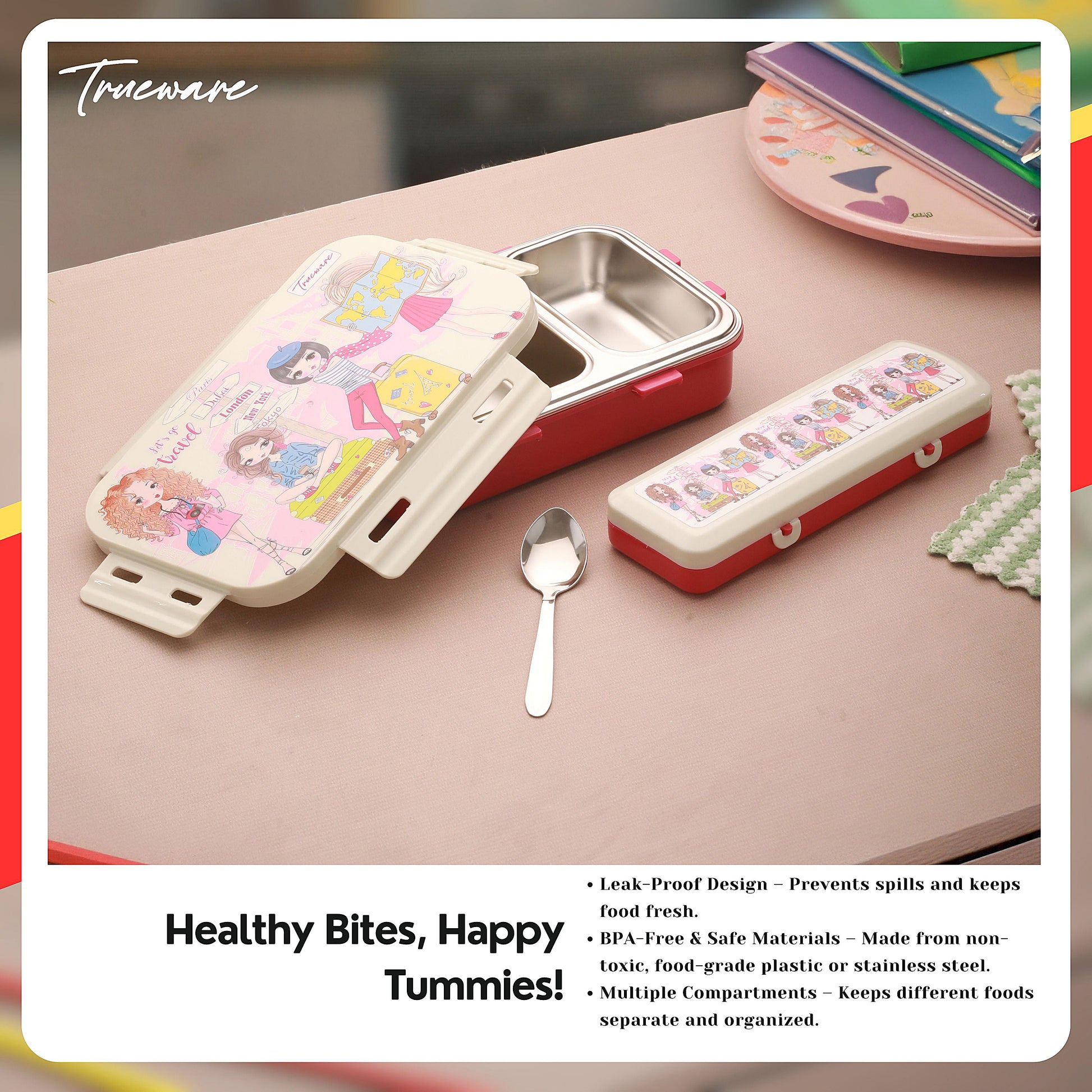 Trueware Pluto Lunch Box 2 Compartment Leak-Proof BPA Free Stainless Steel