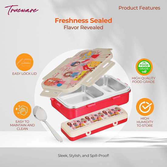 Trueware Pluto Lunch Box 2 Compartment Leak-Proof BPA Free Stainless Steel