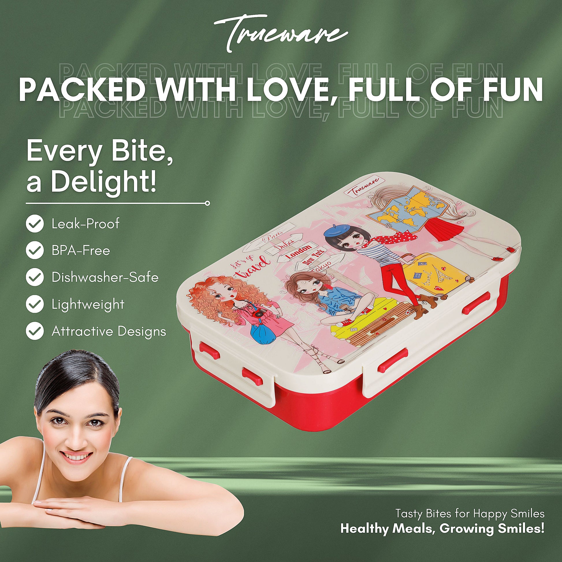 Trueware Pluto Lunch Box 2 Compartment Leak-Proof BPA Free Stainless Steel