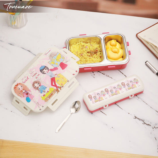 Trueware Pluto Lunch Box 2 Compartment Leak-Proof BPA Free Stainless Steel