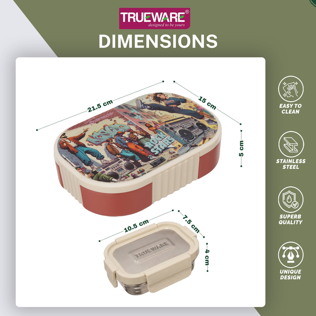 Trueware Sleek Lunch Set I Lunch Box with Veggie Container