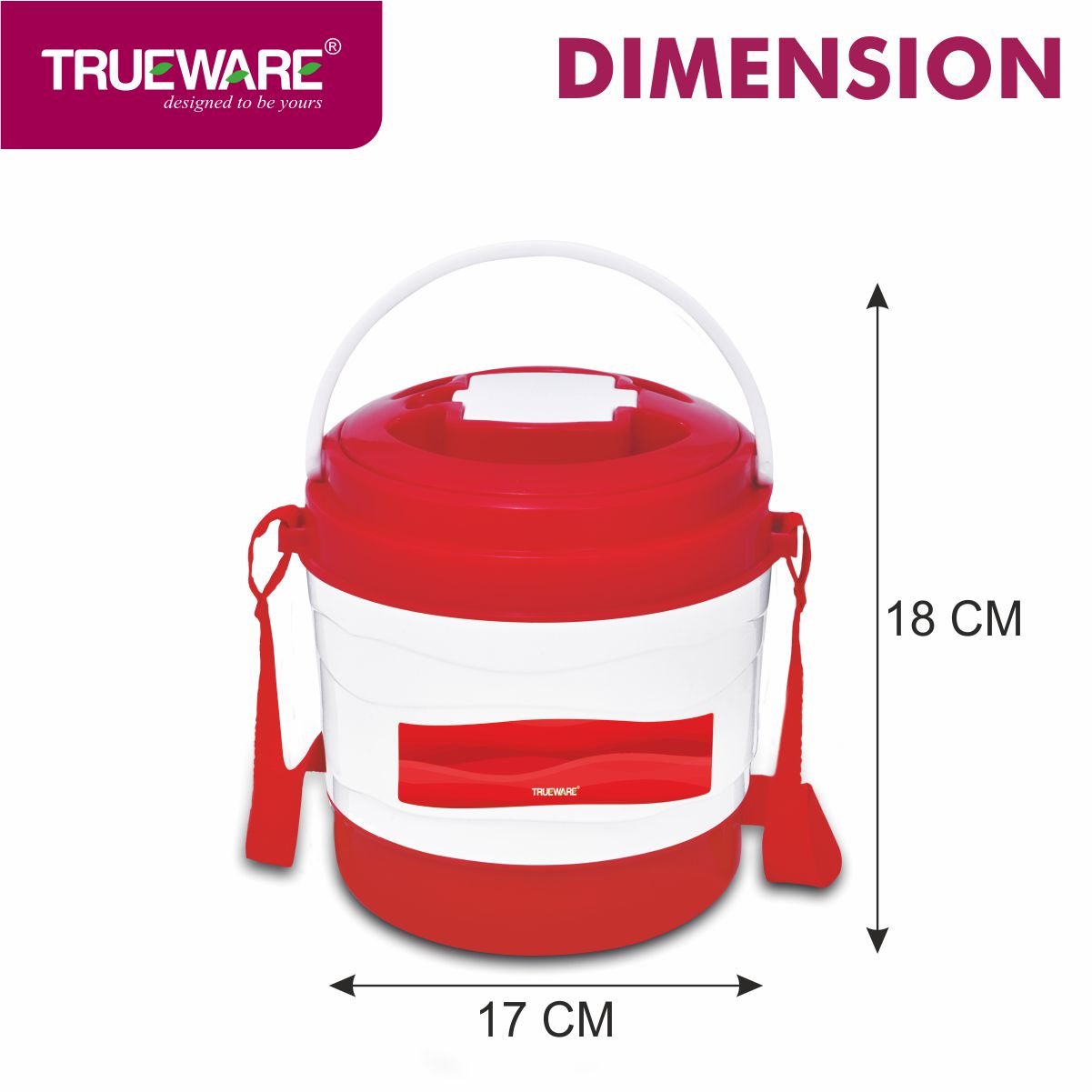 Trueware Marina 3 Lunch Box with 3 Steel Container, 300 ml X 3 Orange