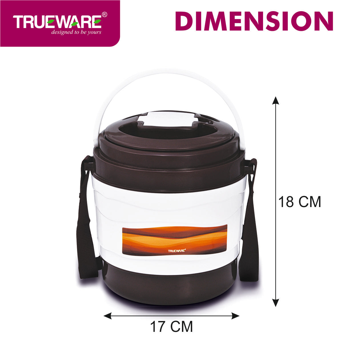 Trueware Marina 4 Lunch Box with 4 Steel Container, 300 ml X 4 Brown