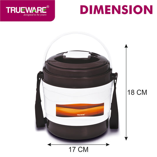 Trueware Marina 4 Lunch Box with 4 Steel Container, 300 ml X 4 Brown