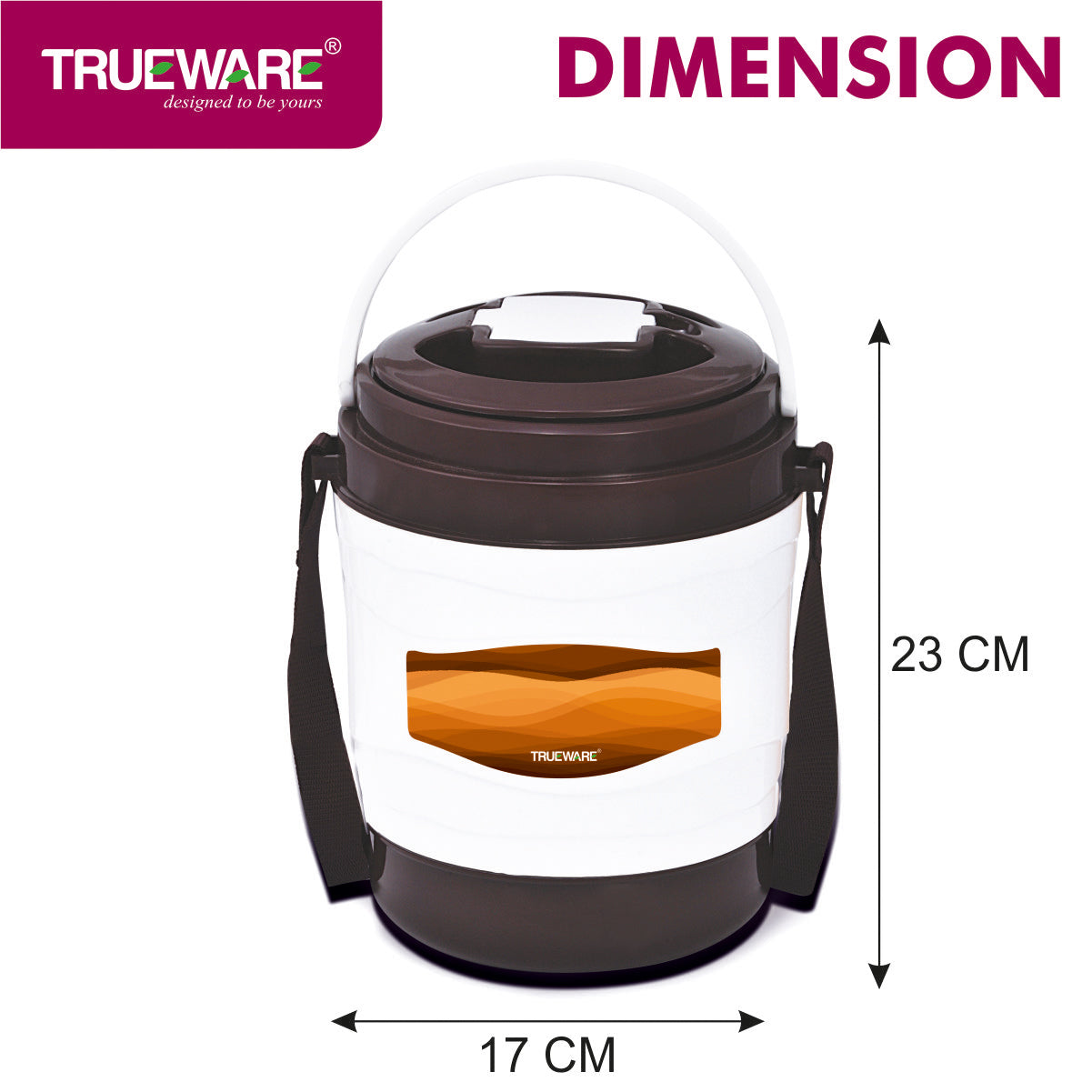 Trueware Marina 4 Lunch Box with 4 Steel Container, 300 ml X 4 Brown