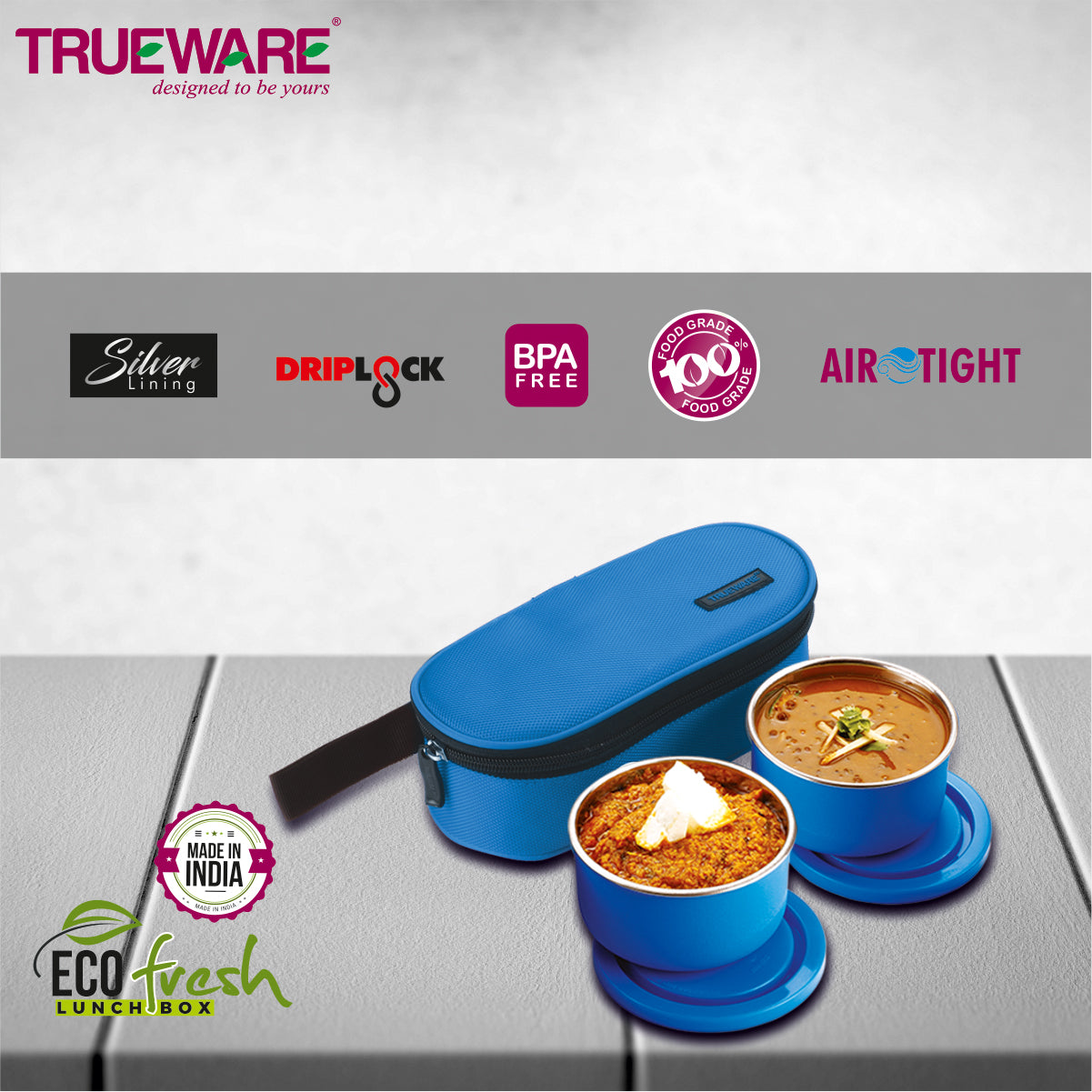 Lunch Box Eco Fresh 2Pcs Pp Silverline