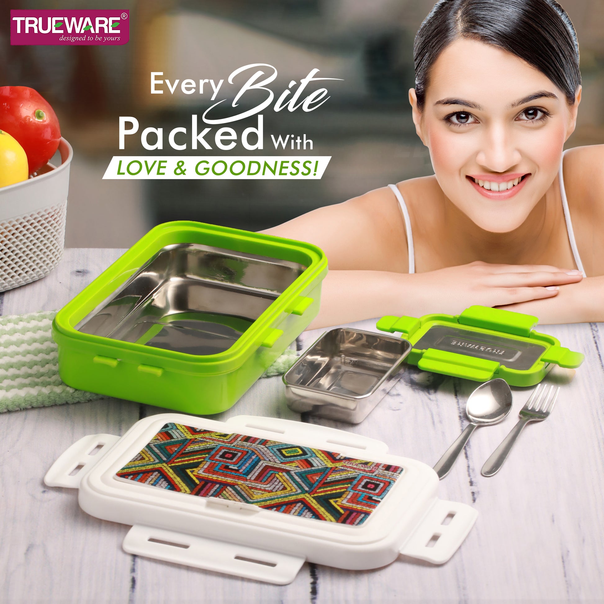 Trueware POKO Senior Steel Lee Pu Insulated Hot Lunch Box 900ML Big Container and 150 ML