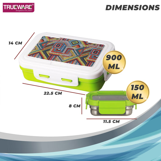 Trueware POKO Senior Steel Lee Pu Insulated Hot Lunch Box 900ML Big Container and 150 ML