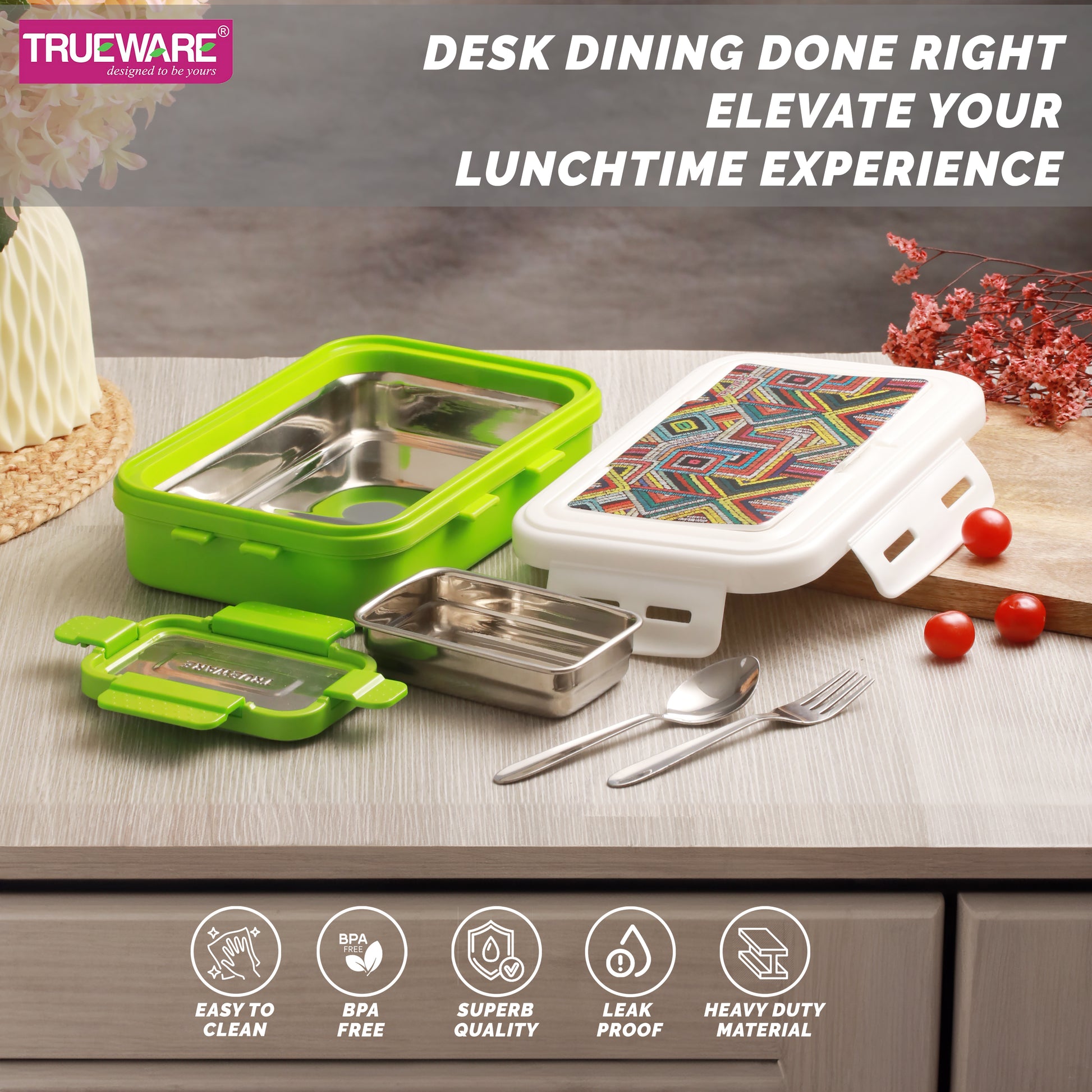 Trueware POKO Senior Steel Lee Pu Insulated Hot Lunch Box 900ML Big Container and 150 ML