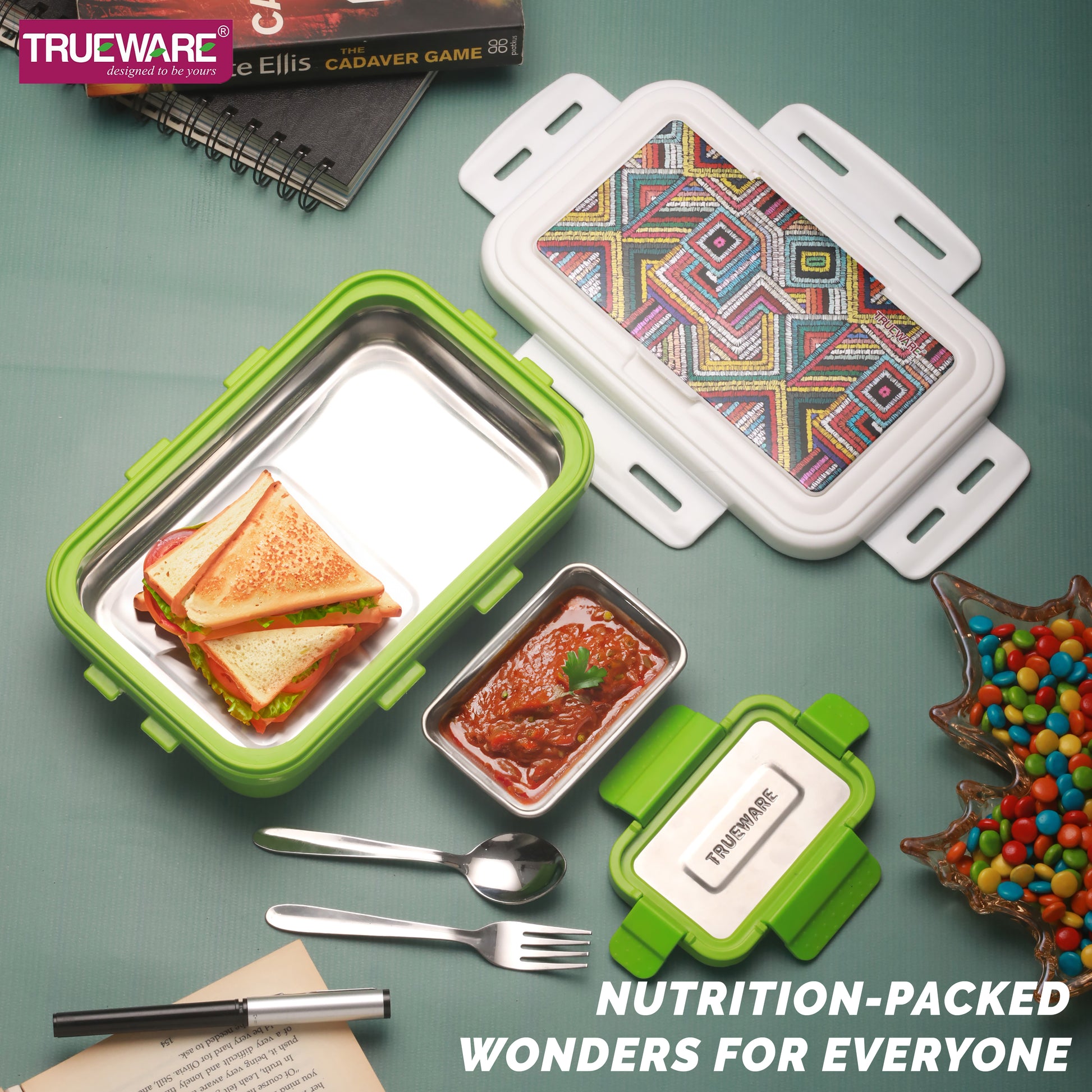 Trueware POKO Senior Steel Lee Pu Insulated Hot Lunch Box 900ML Big Container and 150 ML