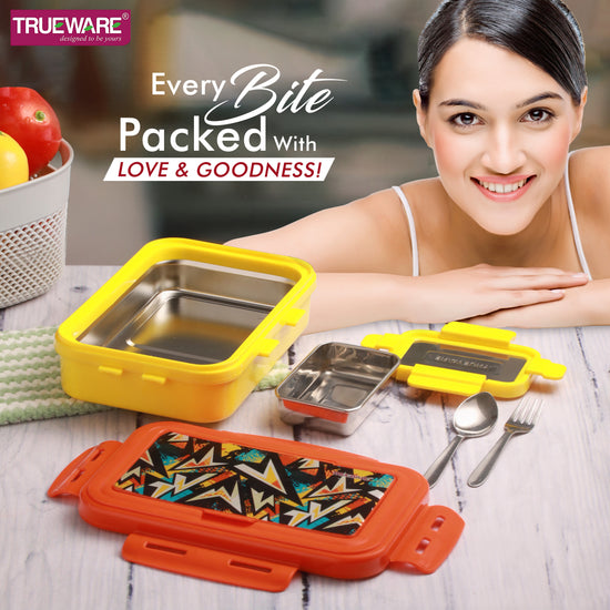 Trueware POKO Senior Steel Lee Pu Insulated Hot Lunch Box 900ML Big Container and 150 ML