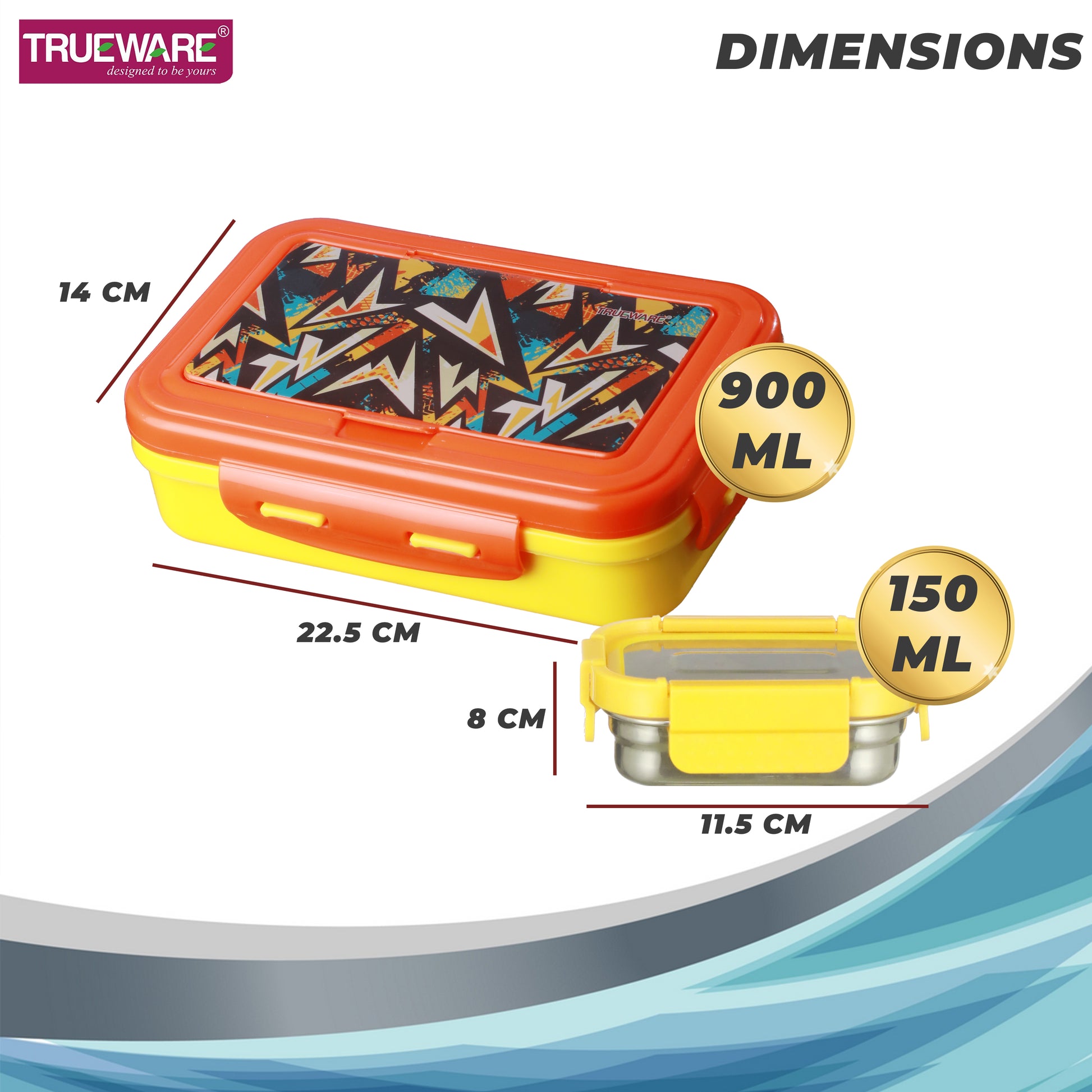 Trueware POKO Senior Steel Lee Pu Insulated Hot Lunch Box 900ML Big Container and 150 ML