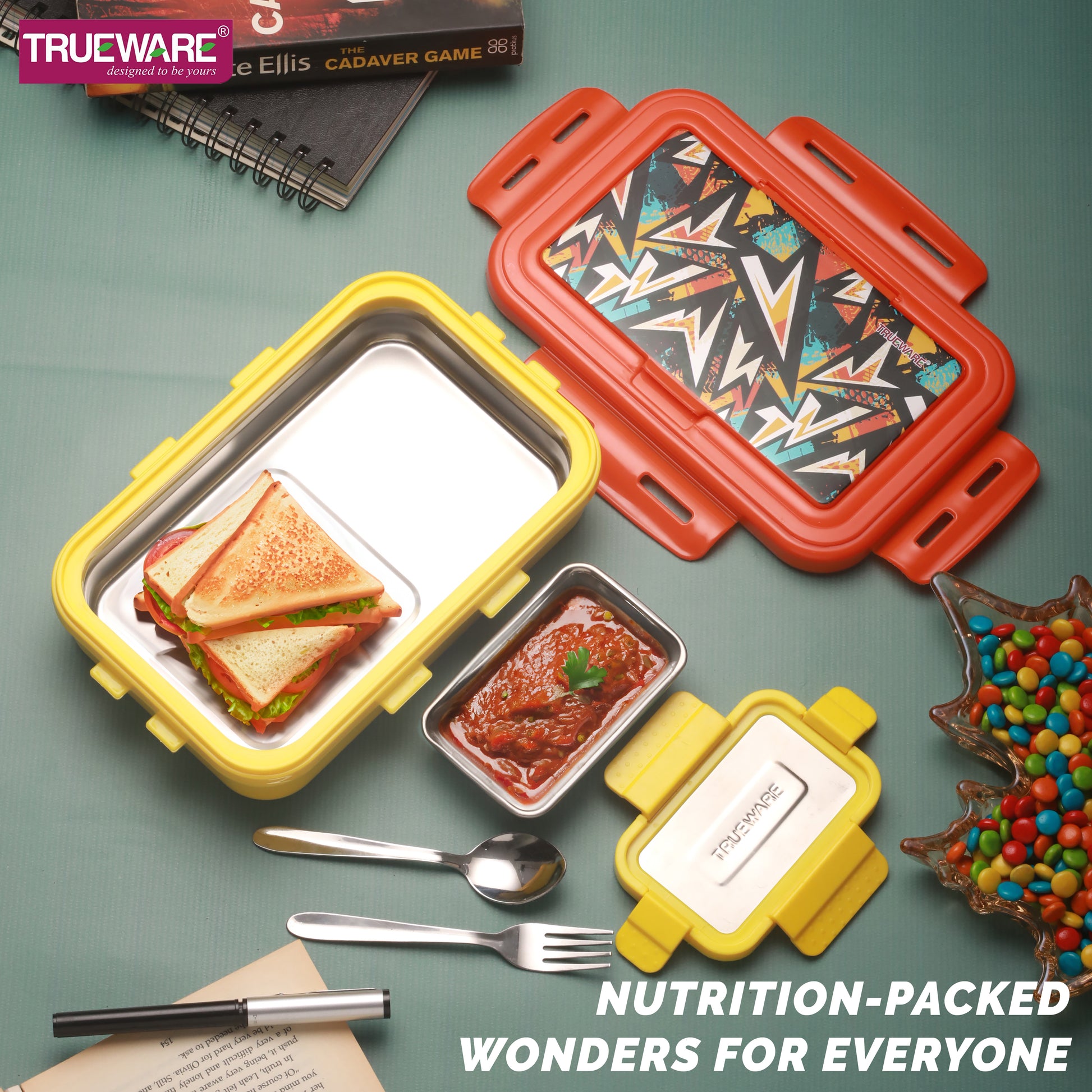 Trueware POKO Senior Steel Lee Pu Insulated Hot Lunch Box 900ML Big Container and 150 ML