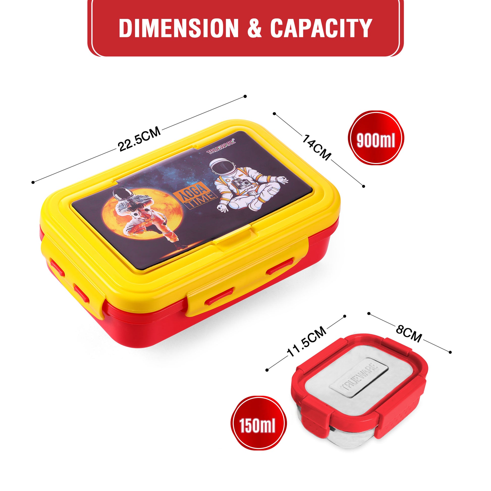 Trueware POKO Senior Steel Lee Pu Insulated Hot Lunch Box 900ML Big Container and 150 ML