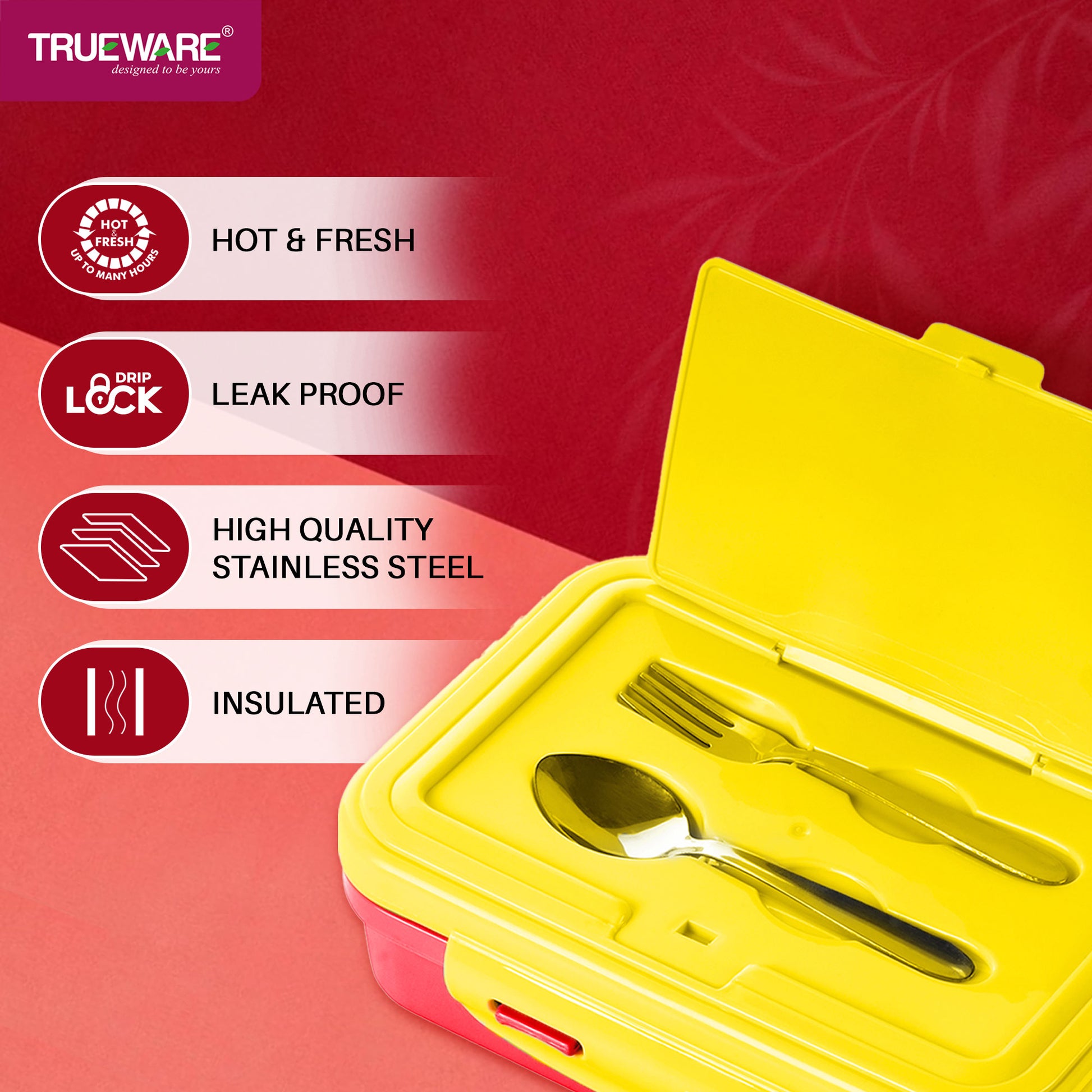 Trueware POKO Senior Steel Lee Pu Insulated Hot Lunch Box 900ML Big Container and 150 ML