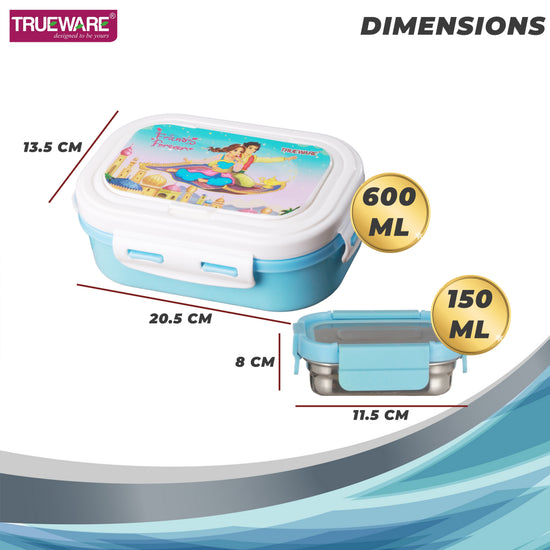 Trueware POKO Junior Steel Lee Pu Insulated Hot Lunch Box 600ML Big Container and 150 ML