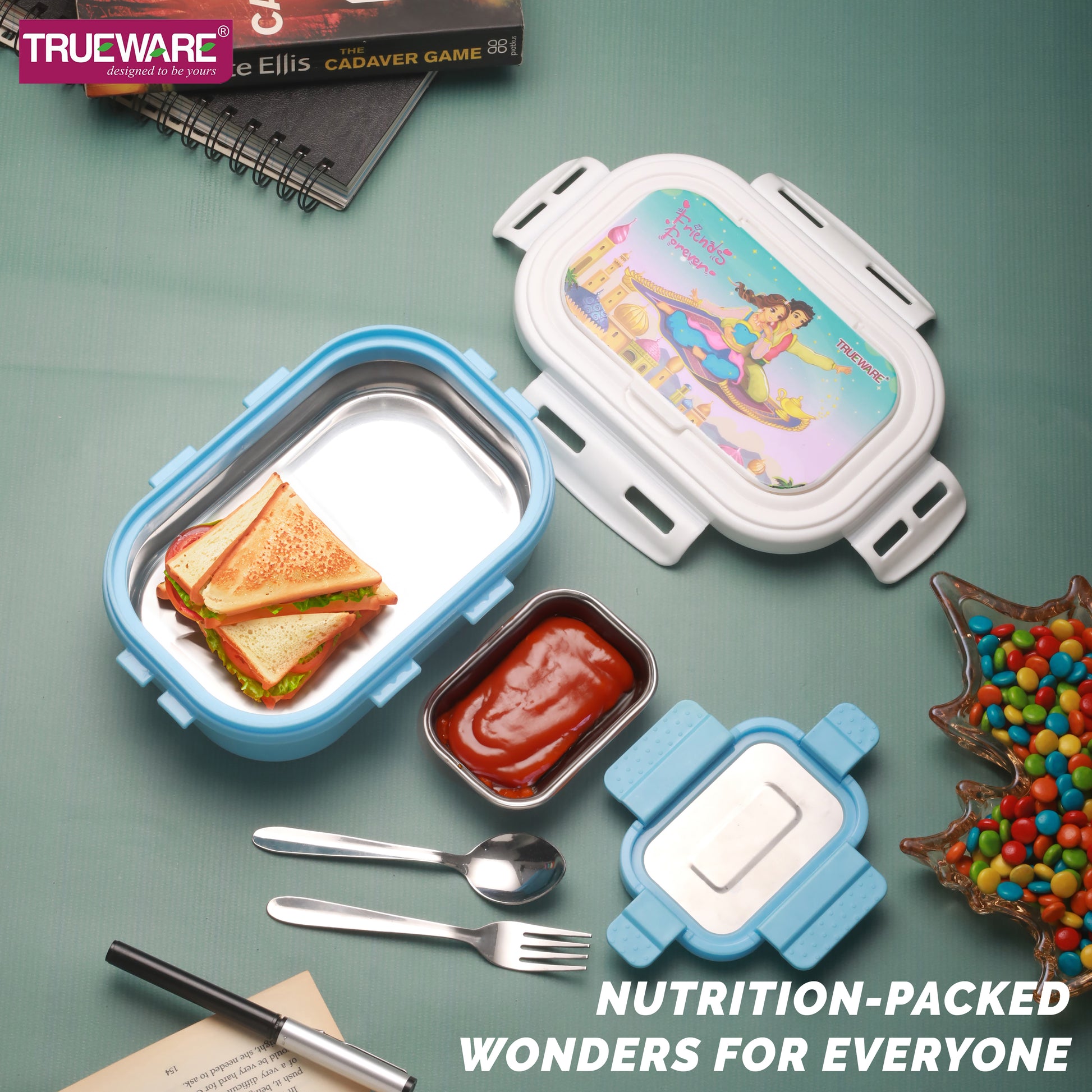 Trueware POKO Junior Steel Lee Pu Insulated Hot Lunch Box 600ML Big Container and 150 ML