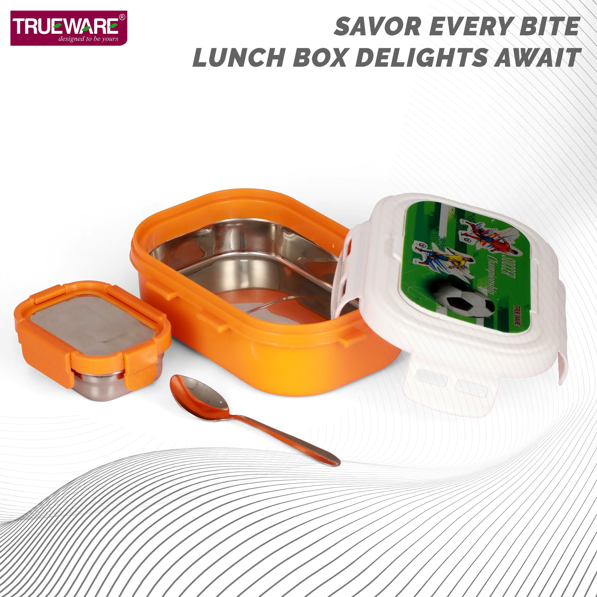 Trueware POKO Junior Steel Lee Pu Insulated Hot Lunch Box 600ML Big Container and 150 ML
