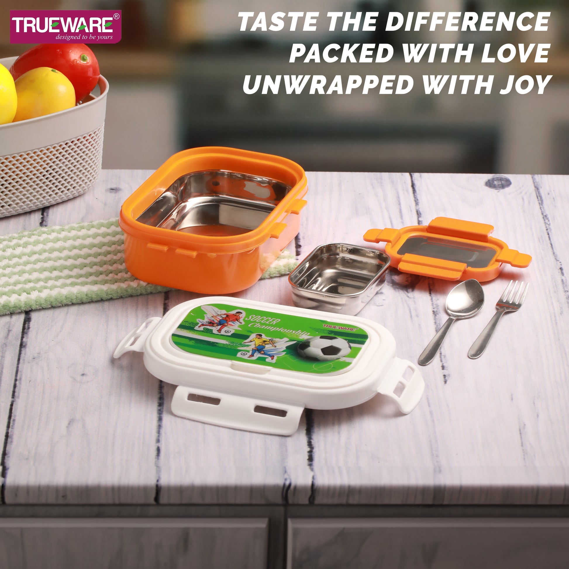 Trueware POKO Junior Steel Lee Pu Insulated Hot Lunch Box 600ML Big Container and 150 ML