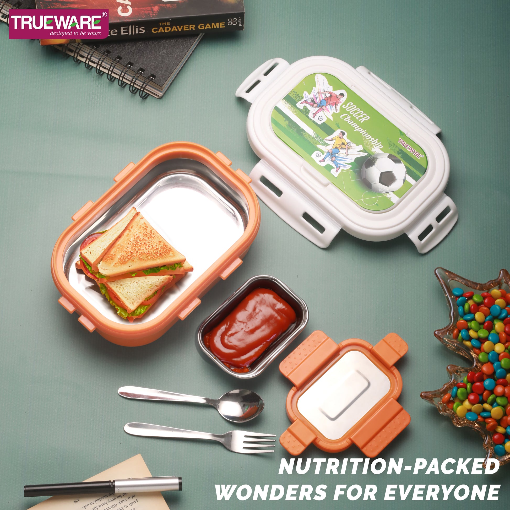 Trueware POKO Junior Steel Lee Pu Insulated Hot Lunch Box 600ML Big Container and 150 ML