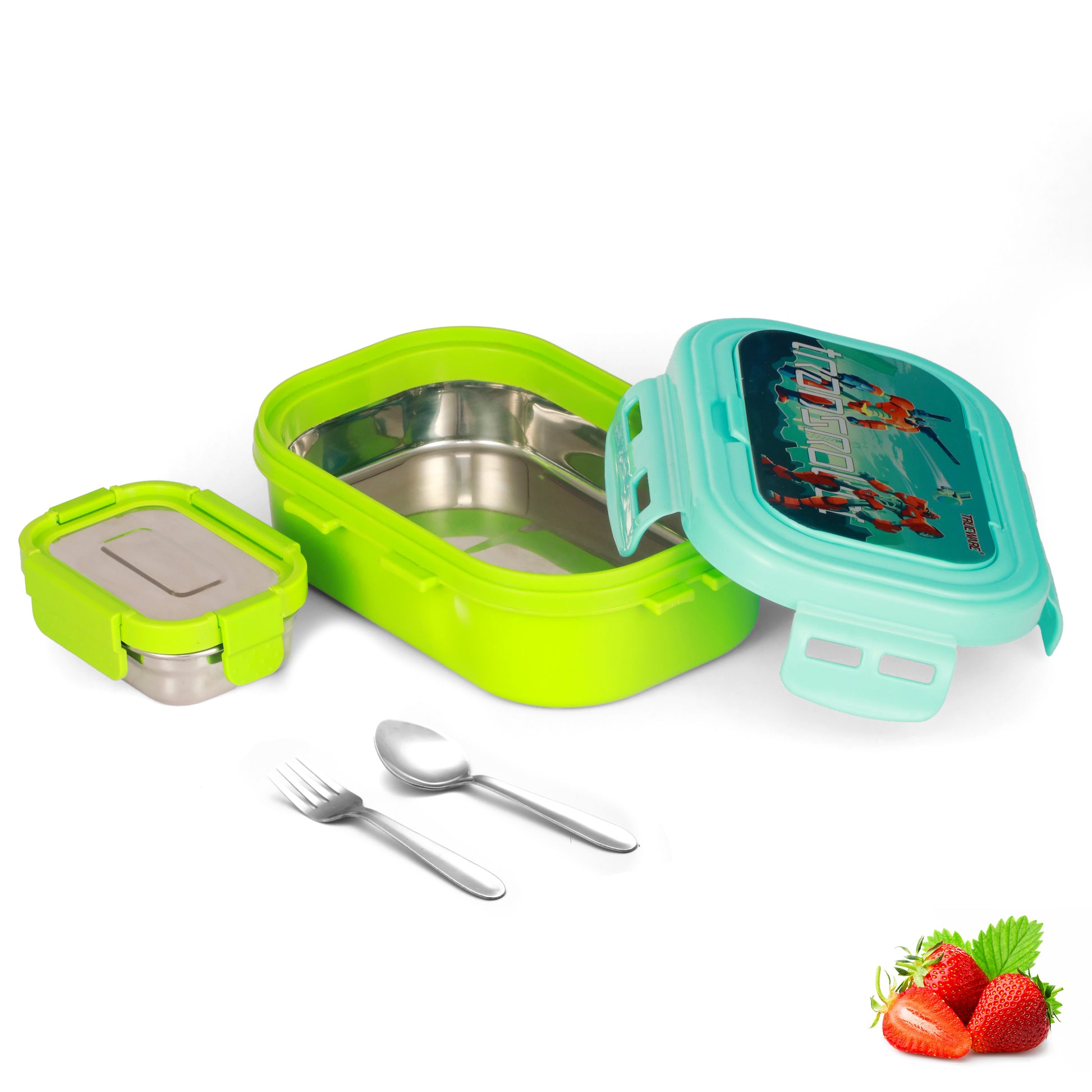 Trueware POKO Junior Steel Lee Pu Insulated Hot Lunch Box 600ML Big Container and 150 ML