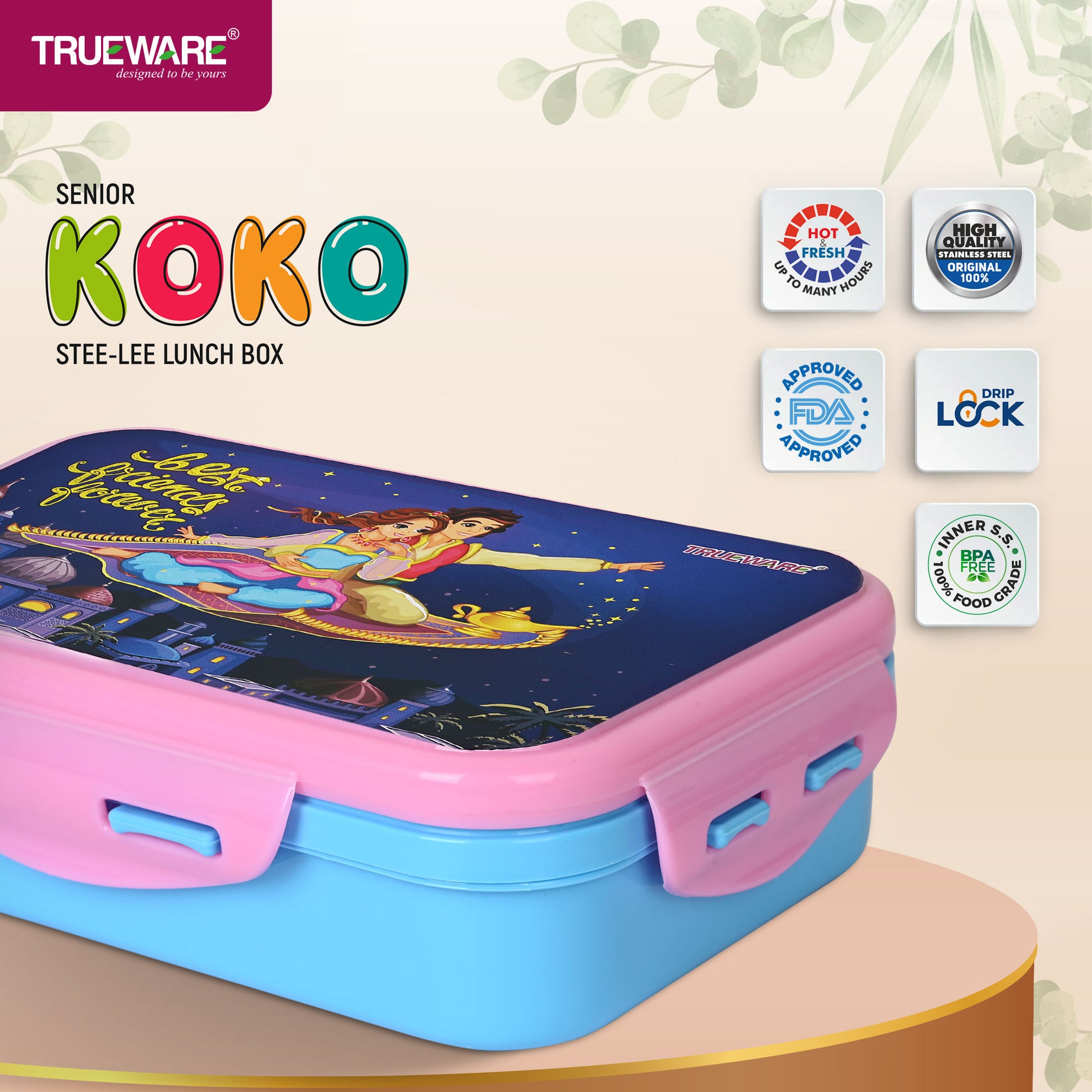 Trueware KOKO Senior Steel Lee Pu Insulated Hot Lunch Box 900ML Big Container and 150 ML