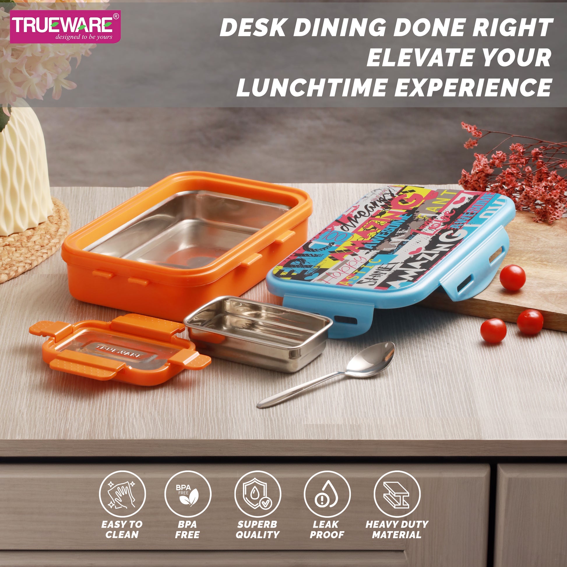 Trueware KOKO Senior Steel Lee Pu Insulated Hot Lunch Box 900ML Big Container and 150 ML