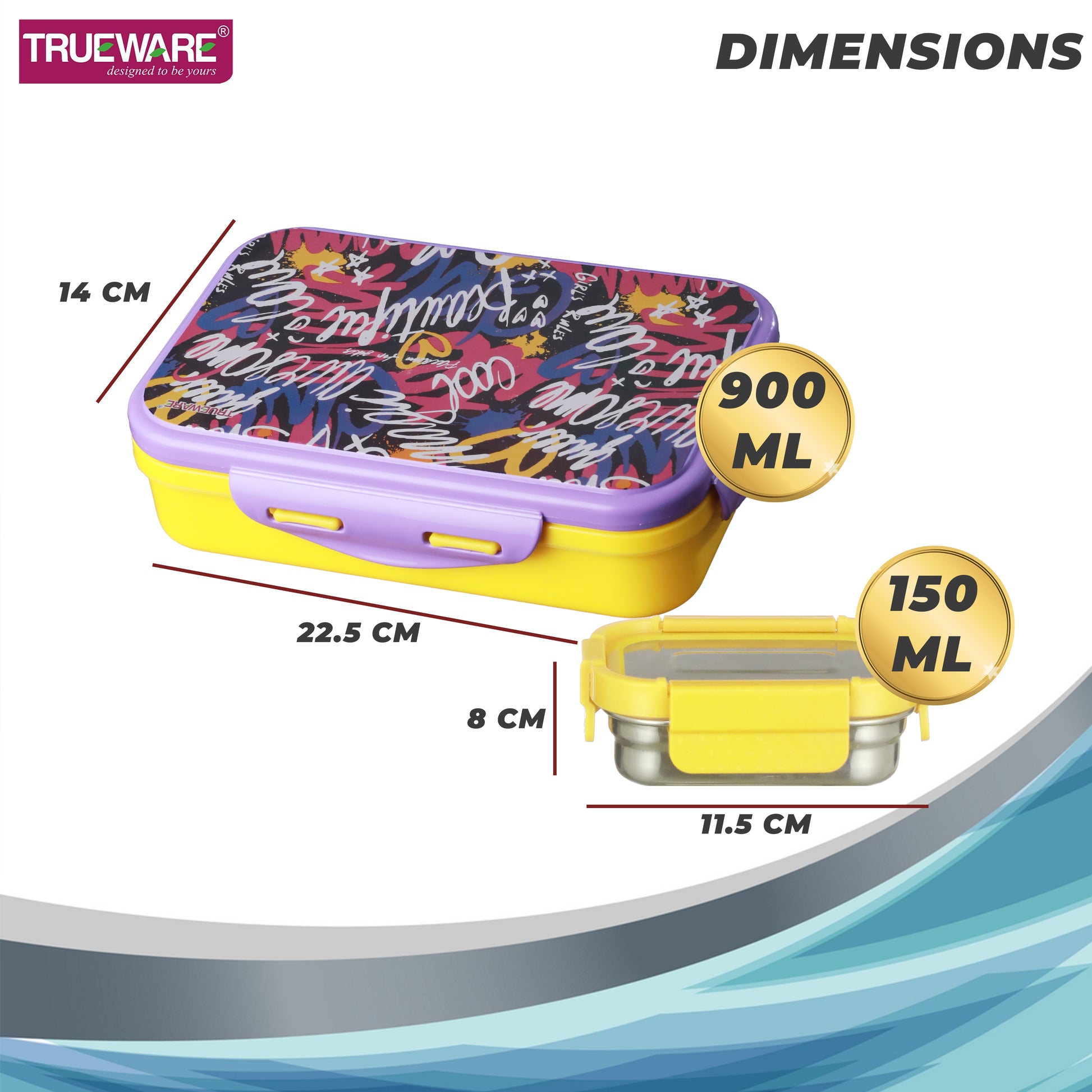 Trueware KOKO Senior Steel Lee Pu Insulated Hot Lunch Box 900ML Big Container and 150 ML