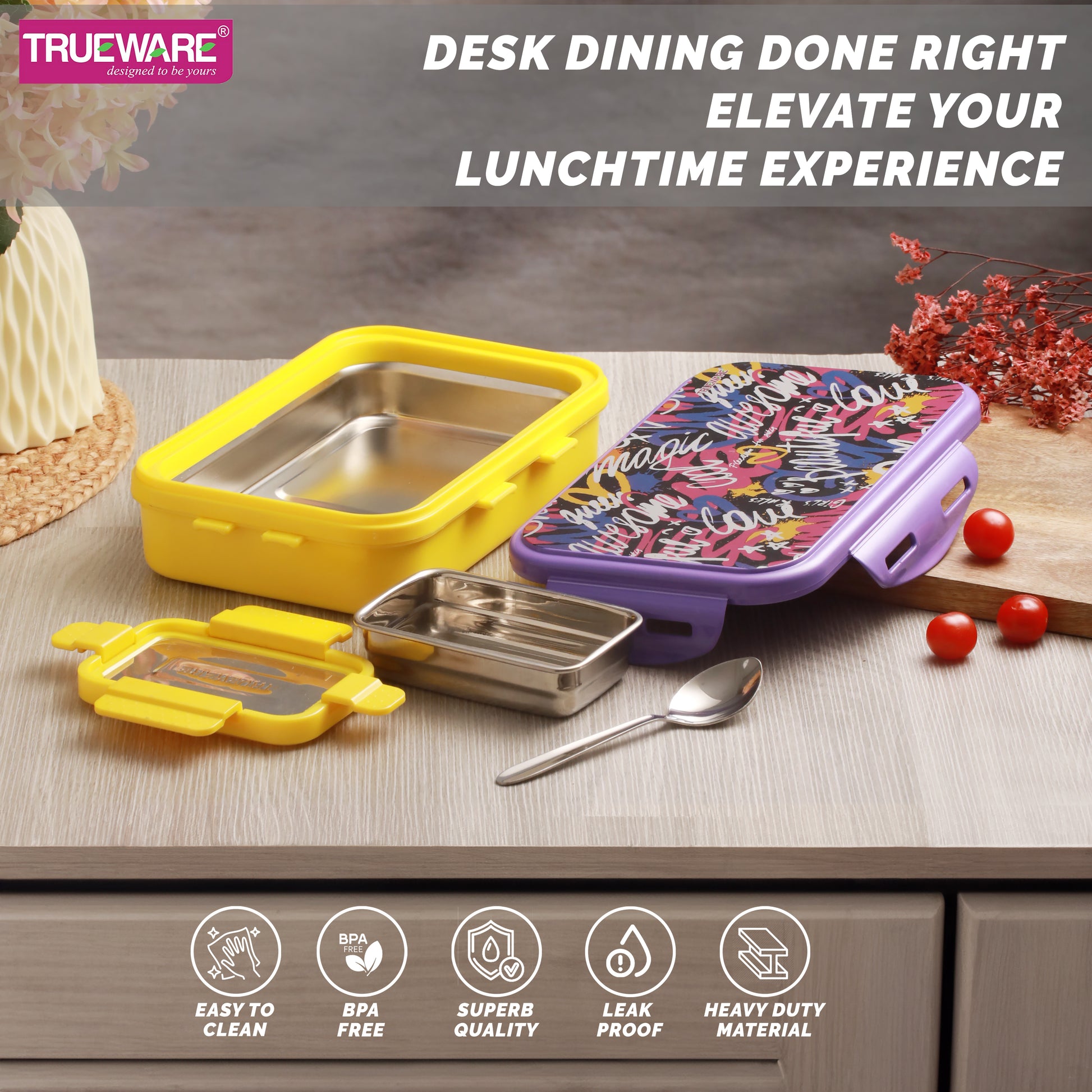 Trueware KOKO Senior Steel Lee Pu Insulated Hot Lunch Box 900ML Big Container and 150 ML