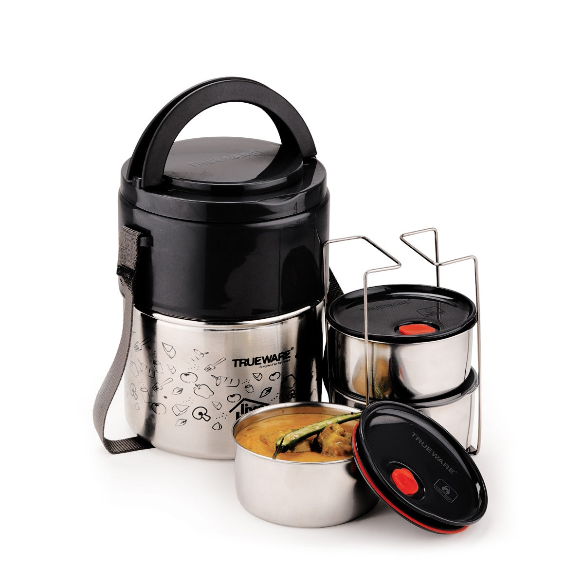 Trueware Steelex 3 Lunch Box with 3 Stainless Steel Container,300ml X3