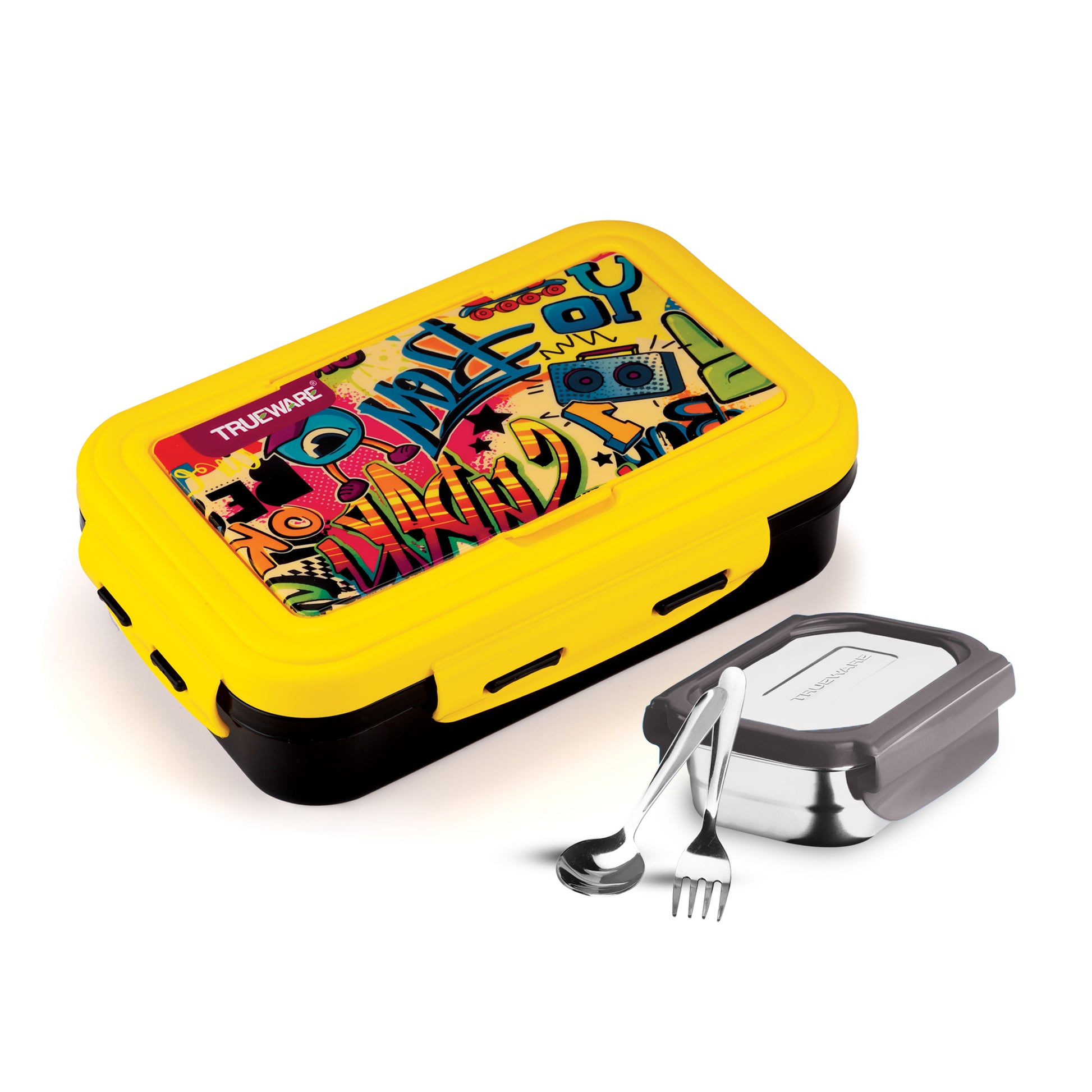 Trueware POKO Mint Junior Steel Lee Pu Insulated Hot Lunch Box 600ML Big Container and 150 ML Veggie Container