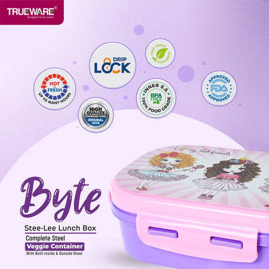 Trueware Byte Steel Lee Pu Insulated Hot Lunch Box 600ML Big Container & 150 ML Container