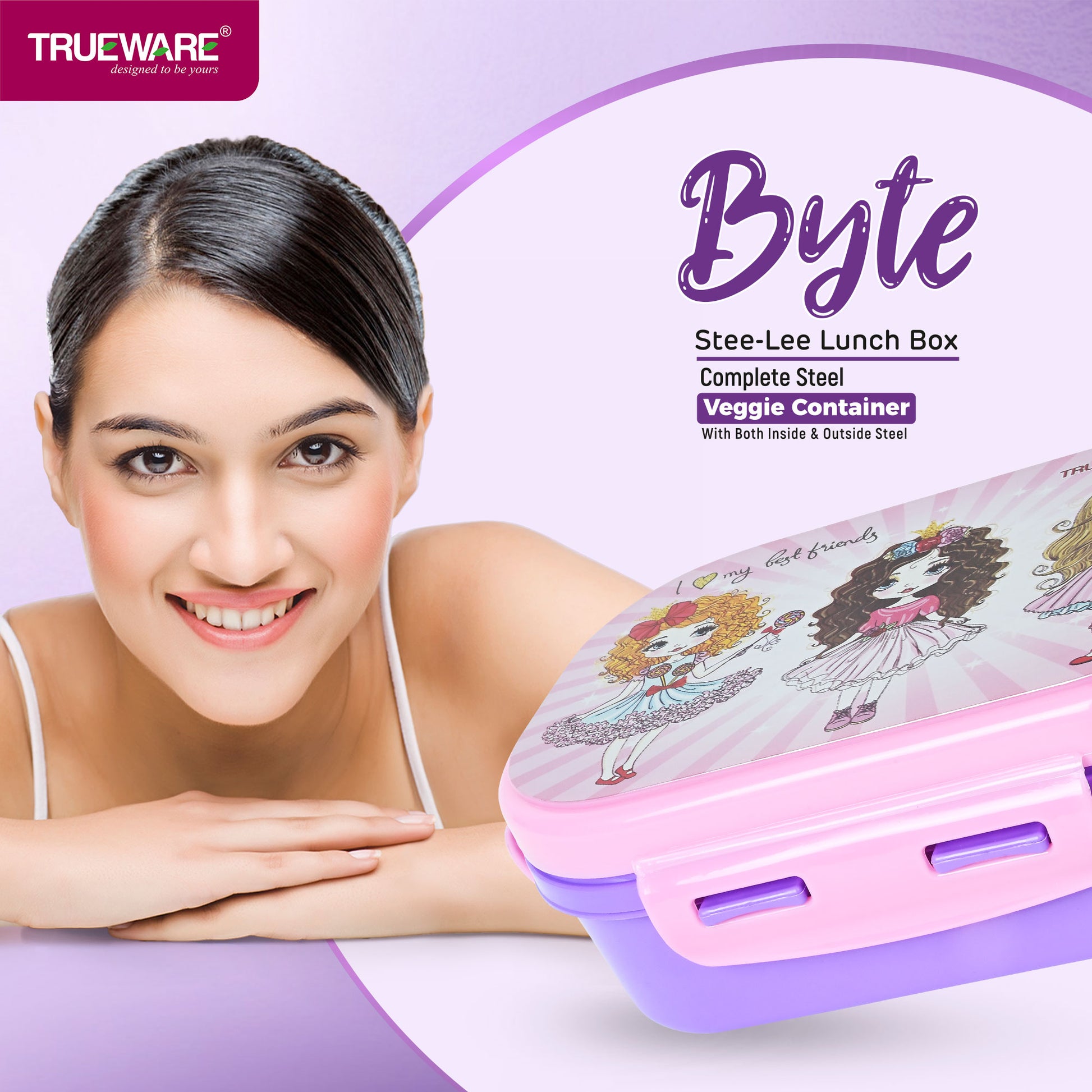 Trueware Byte Steel Lee Pu Insulated Hot Lunch Box 600ML Big Container & 150 ML Container