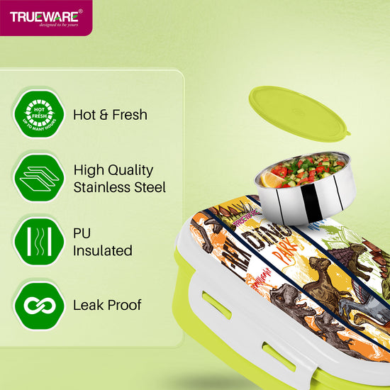 Trueware Byte Steel Lee Pu Insulated Hot Lunch Box 600ML Big Container & 150 ML Container