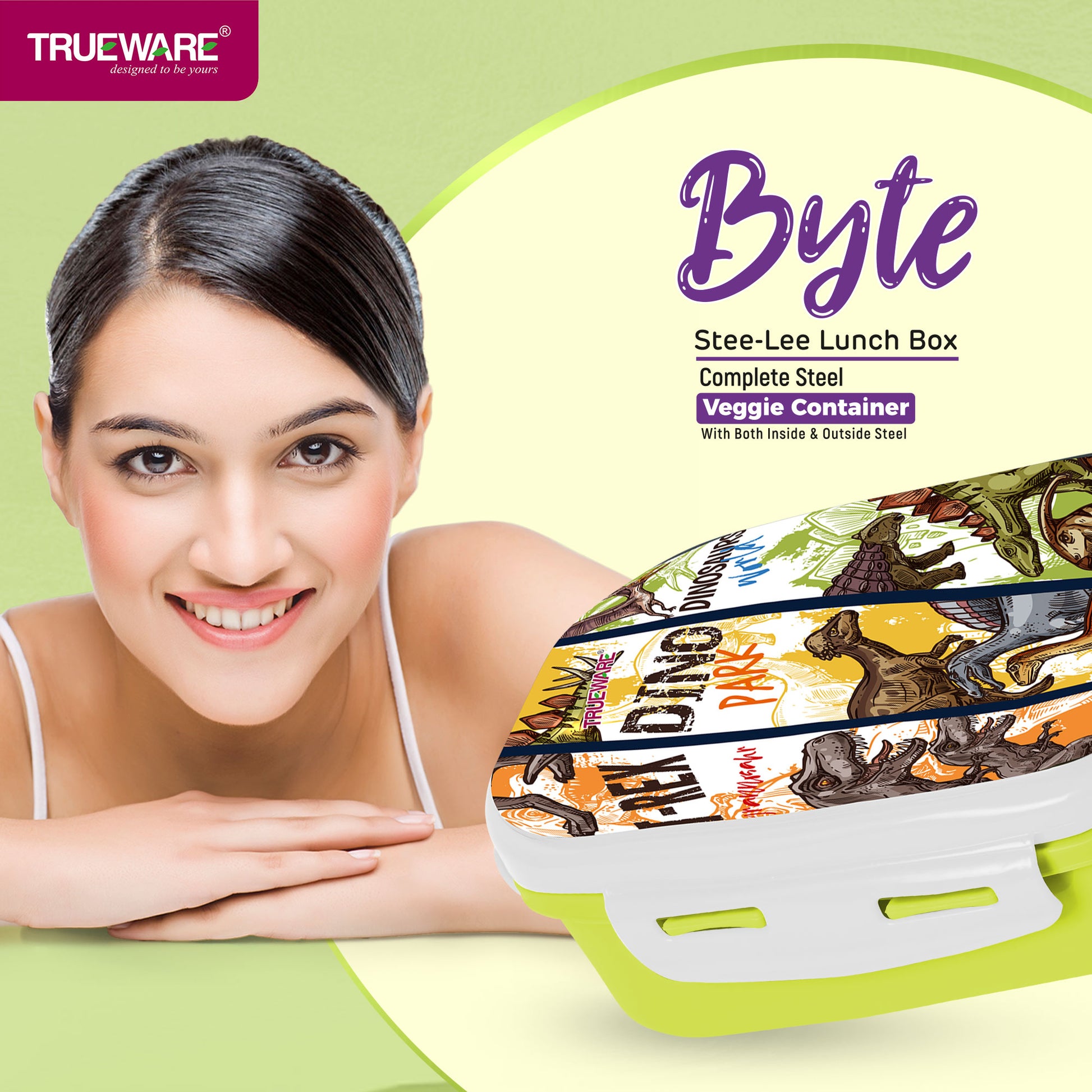 Trueware Byte Steel Lee Pu Insulated Hot Lunch Box 600ML Big Container & 150 ML Container