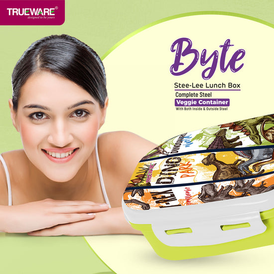 Trueware Byte Steel Lee Pu Insulated Hot Lunch Box 600ML Big Container & 150 ML Container