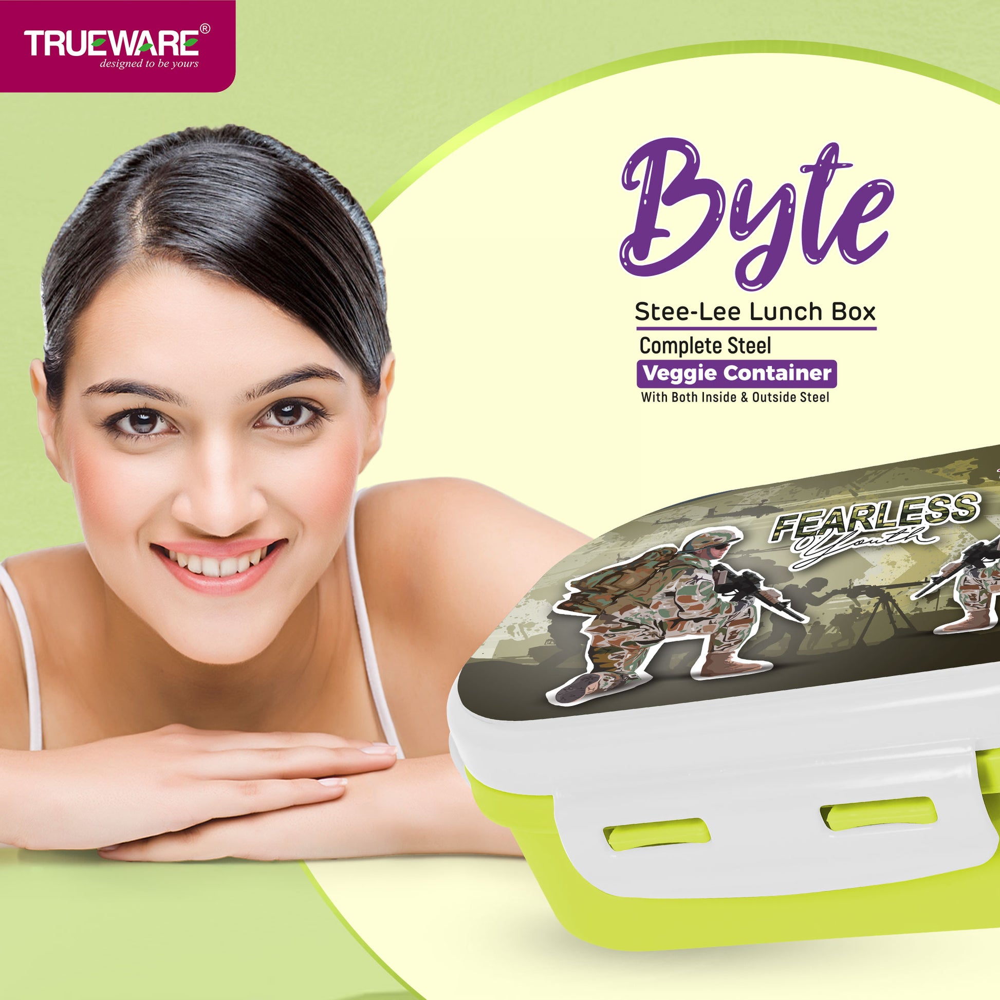 Trueware Byte Steel Lee Pu Insulated Hot Lunch Box 600ML Big Container & 150 ML Container