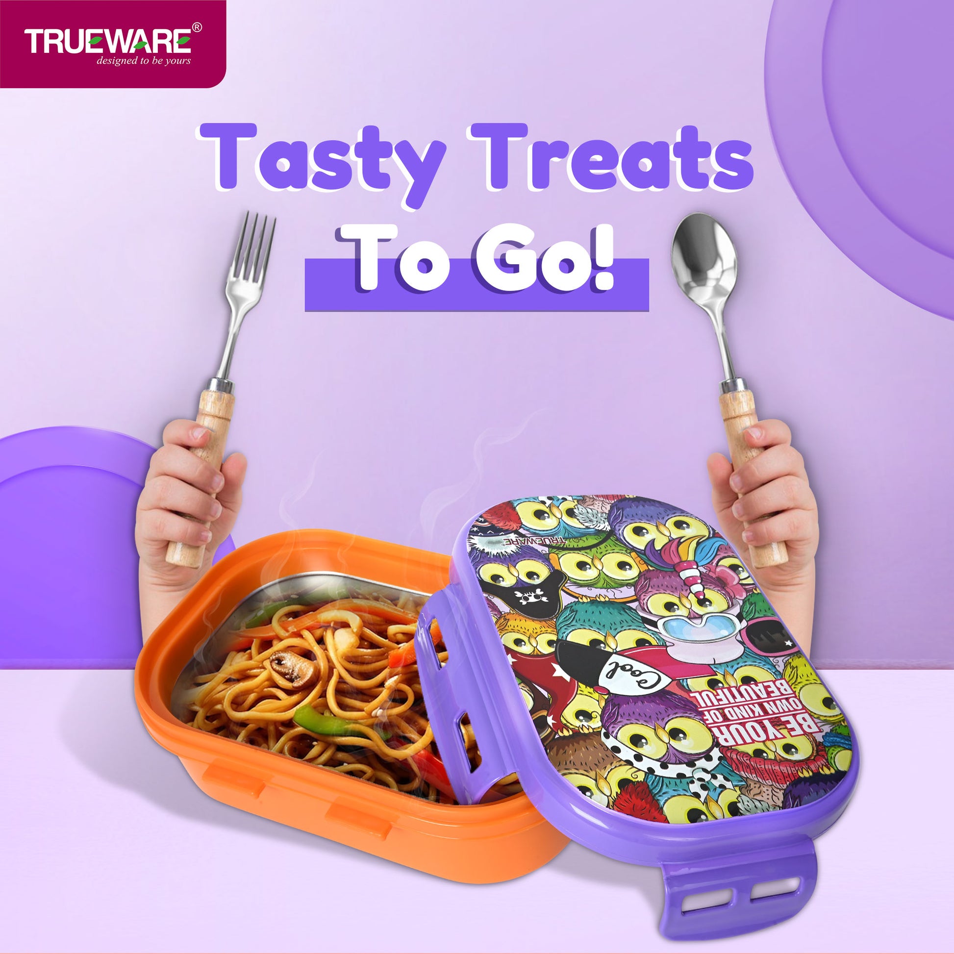 Trueware Byte Steel Lee Pu Insulated Hot Lunch Box 600ML Big Container & 150 ML Container