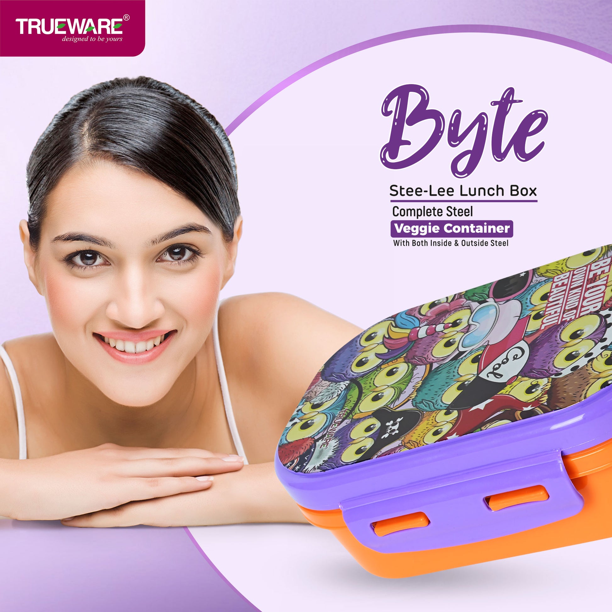 Trueware Byte Steel Lee Pu Insulated Hot Lunch Box 600ML Big Container & 150 ML Container