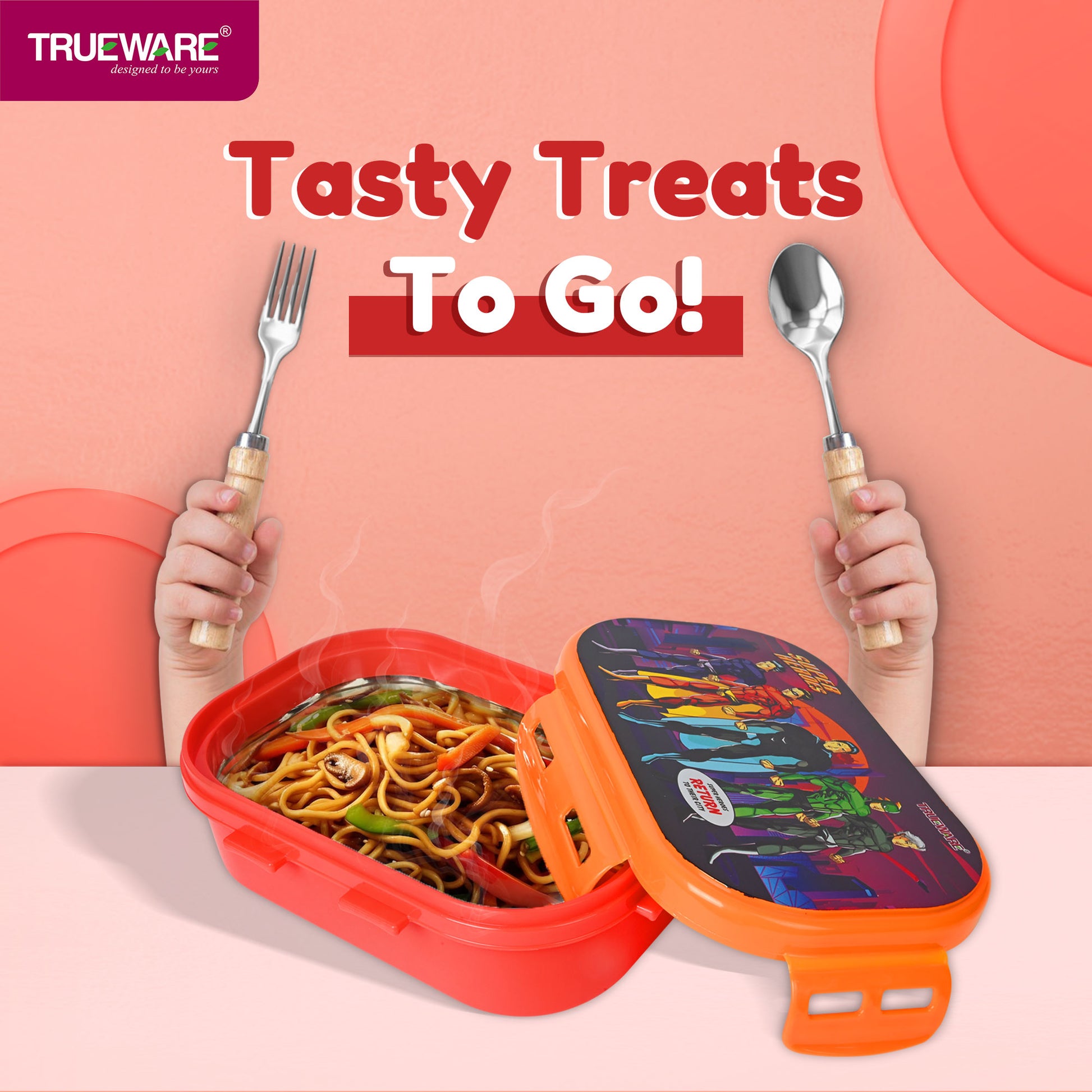 Trueware Byte Steel Lee Pu Insulated Hot Lunch Box 600ML Big Container & 150 ML Container