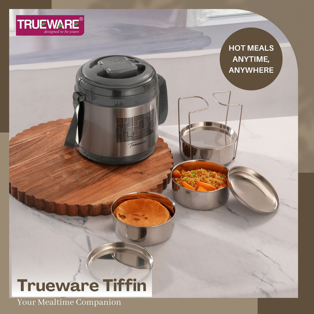 Trueware Legend 3 Stainless Steel Lunch Box | 3 × 300 ml