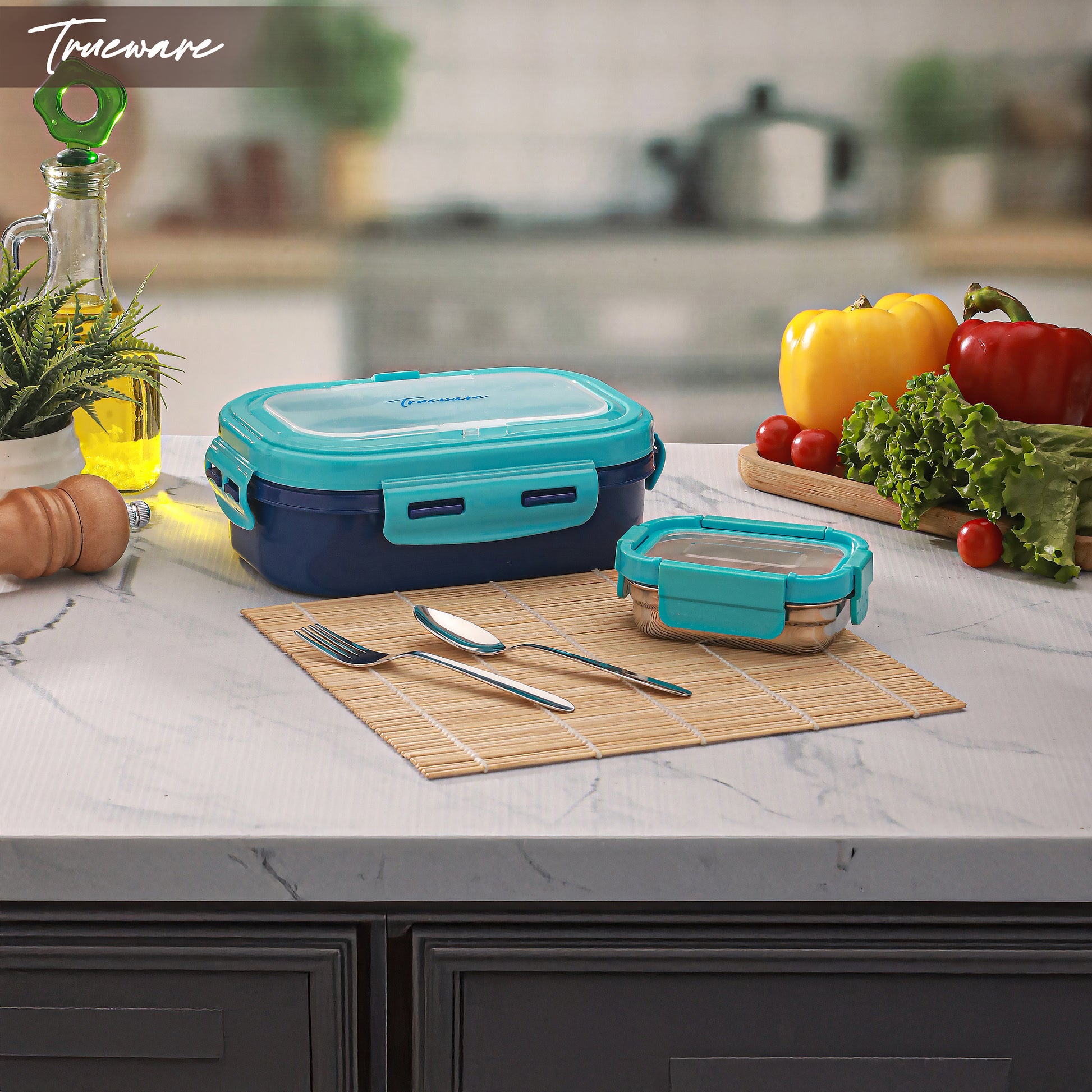 Trueware Picaso Insulated Inner Steel Thermoware BPA Free, Airtight, Food Grade, 2 Containers Lunch Box 750 ML