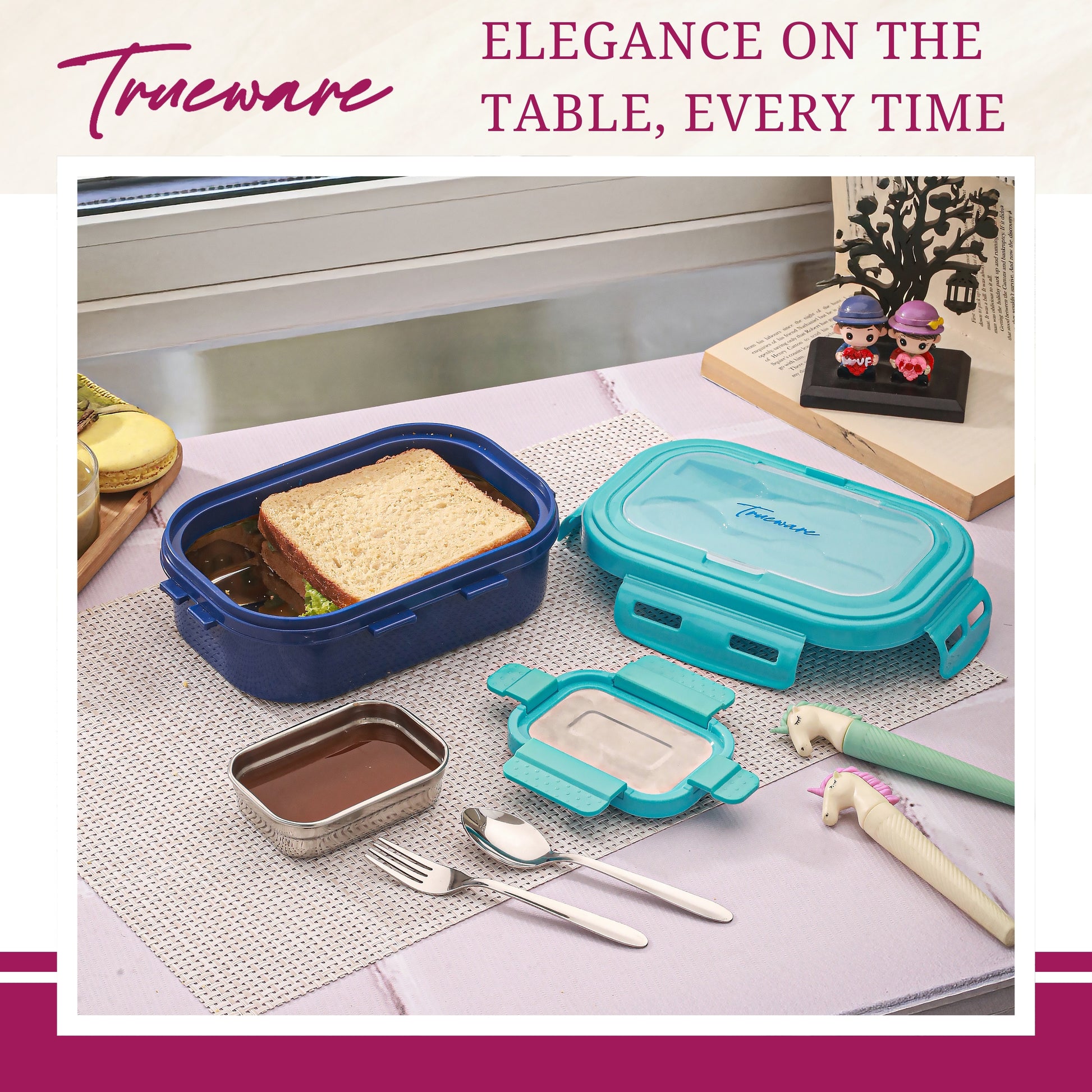 Trueware Picaso Insulated Inner Steel Thermoware BPA Free, Airtight, Food Grade, 2 Containers Lunch Box 750 ML