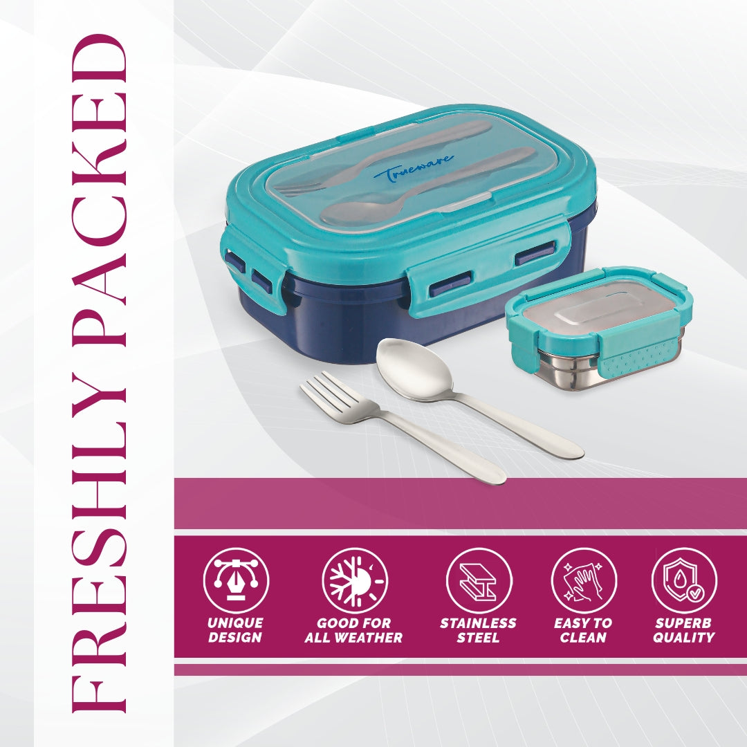 Trueware Picaso Insulated Inner Steel Thermoware BPA Free, Airtight, Food Grade, 2 Containers Lunch Box 750 ML