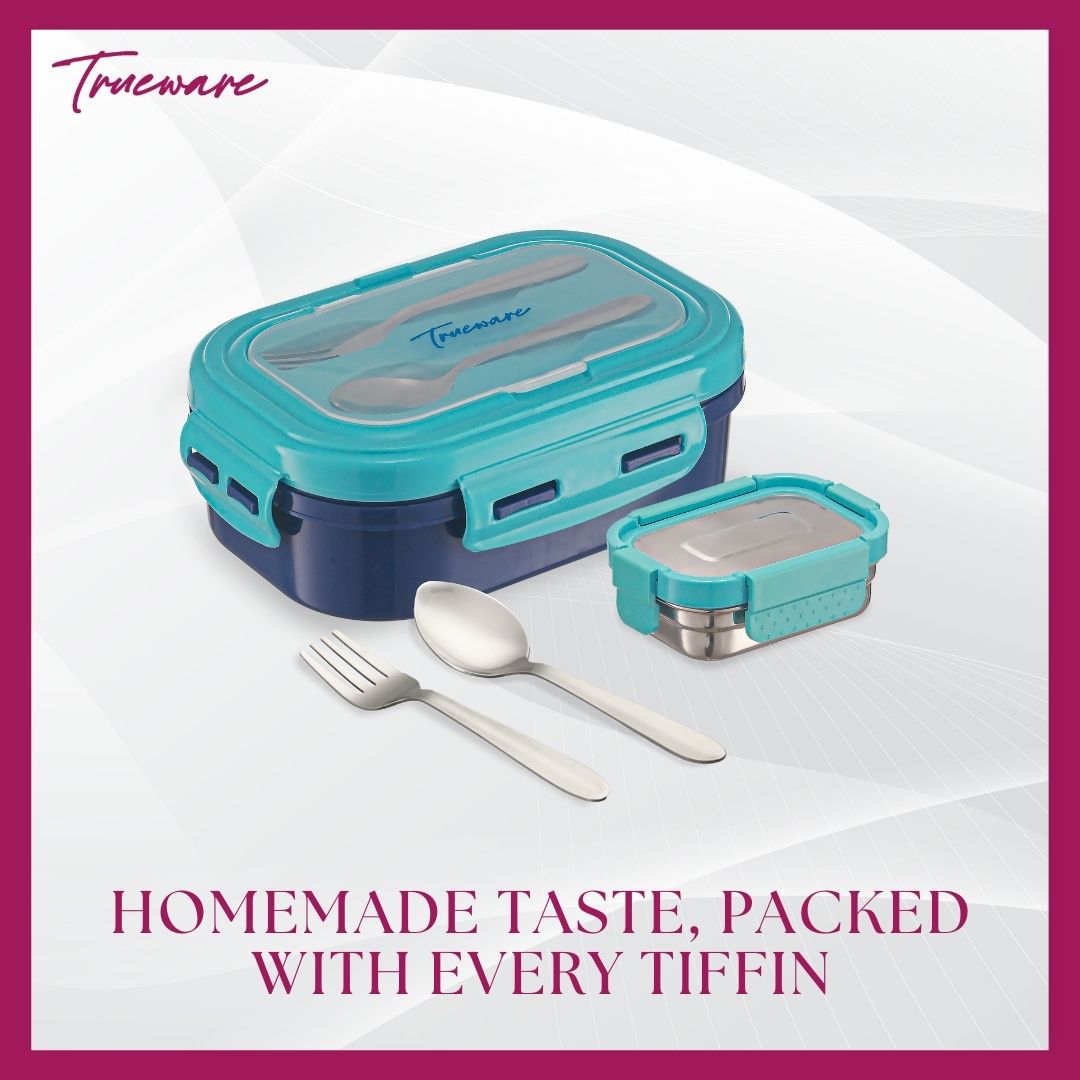 Trueware Picaso Insulated Inner Steel Thermoware BPA Free, Airtight, Food Grade, 2 Containers Lunch Box 750 ML
