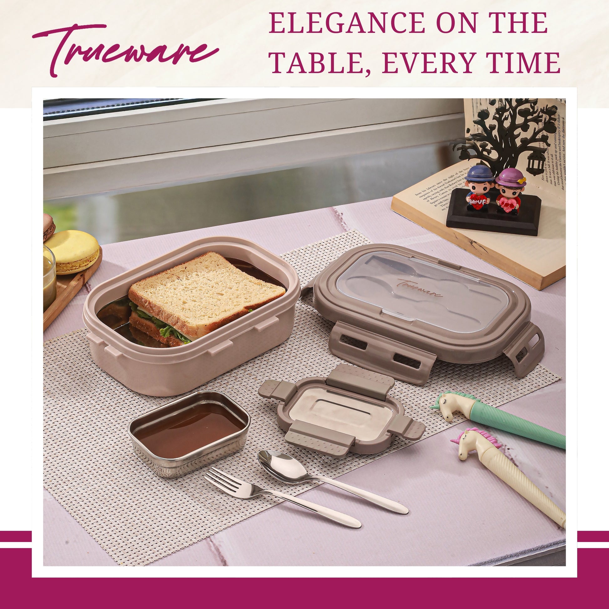 Trueware Picaso Insulated Inner Steel Thermoware BPA Free, Airtight, Food Grade, 2 Containers Lunch Box 750 ML