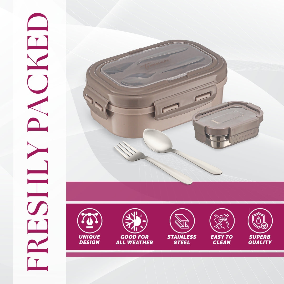 Trueware Picaso Insulated Inner Steel Thermoware BPA Free, Airtight, Food Grade, 2 Containers Lunch Box 750 ML