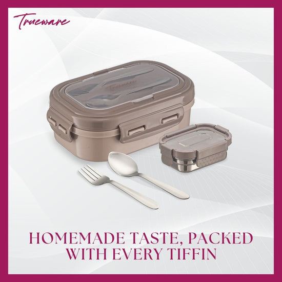 Trueware Picaso Insulated Inner Steel Thermoware BPA Free, Airtight, Food Grade, 2 Containers Lunch Box 750 ML
