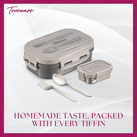Trueware Picaso Insulated Inner Steel Thermoware BPA Free, Airtight, Food Grade, 2 Containers Lunch Box 750 ML