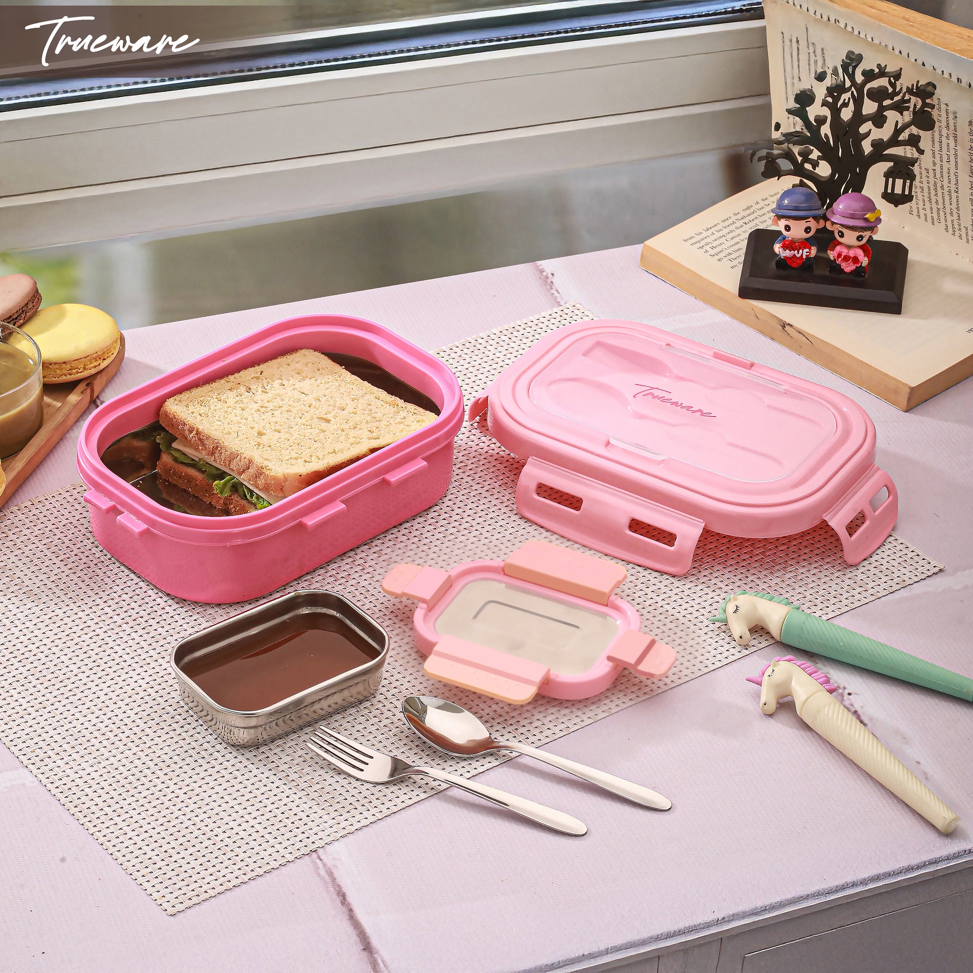 Trueware Picaso Insulated Inner Steel Thermoware BPA Free, Airtight, Food Grade, 2 Containers Lunch Box 750 ML
